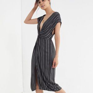 UO Twist Front Striped Midi Dress